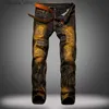 Męskie dżinsy mody High Street Męskie dżinsy Wysokiej jakości Slim Fit Zniszczone patchwork Raped Jeans Men Classic Denim Pants Homme Rozmiar 28-42 Q231213