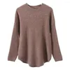 Women's Blouses Women Thermal Top Comfortable Sweater Cozy Mid-length Solid Color For Loose Fit Round Neck Pullover