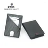 Wallets Men's Carbon Fiber Short Blocking Wallet Bifold Money Clip Slim Holder Vintage Business Coin Purse