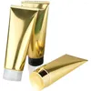 Opslag Flessen 200ML 6.7OZ Lege Glanzend Goud Aluminium Plastic Samengestelde Handcrème Verpakking Knijp Cosmetische Buis Met Deksel