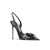 Dress Shoes 2023 Genuine Leather Black Camellia Buckle With Shallow Mouth Sexy Celebrity Style Women's High Heel Sandals