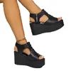 Klädskor kilar sandaler kvinnor öppen tå plattform höga klackar 2024 sommar designer sexig peep walking mujer zapatos pumpar