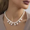 Collier ras du cou Vintage fait à la main avec pendentif en perles d'imitation pour femmes, Simple et à la mode, cadeau de fête d'anniversaire pour dames, ornement, vente en gros