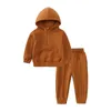 Kız Elbiseleri Çocuk Seti Polar Suit Vakfı Erkek Kız Bebek Giysileri Sonbahar Sıcak Külot Kapüşonlu Pantolon Spor kıyafeti 231212