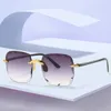 Sonnenbrille 2023 Neue randlose Damenmode Farbverlaufslinse Retro-Legierungsbeine klassischer Designer Schatten UV400 231212