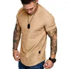 Men's Suits B8364 Summer Men Short SleeveT Shirt Casual Round Neck Fashion Elastic Fit Funny Streetwear Solid Tshirt Hip Hop Tops S-XXL