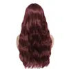 Synthetic Wigs Wine Red Women's Wig Long Curly Hair with Large Waves in The Middle Lace Wig Synthetic Fiber Daily Party Use Head Cover 231211