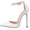 Sapatos de vestido Lovirs Mulheres Sexy Salto Alto Apontou Toe Ankle Strap Stiletto 12cm Bombas Patente Casamento Festa Saltos Plus Size 4-15