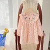 Girl Dresses South Korea Children's Clothing Color Wave Dot Embroidery Girls Dress 2023 Autumn Ruffled Long Sleeve Skirt