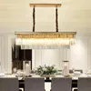 Ljuskronor rektangulär kristallkronkrona för kök E14 Modern dulight hängande ljus vardagsrumsmatsal