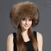 Berets Hair Hat For Men And Women Winter Genuine Fur Ear Protection Headband Style