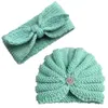 Accessoires pour cheveux, vente en gros, 2 pièces/ensemble, chapeau en laine chaud pour bébé et enfant, bandeau Simple, couvre-chef pour fille