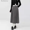 Skirts Grey Pleated Skirt for Women 2023 New Autumn Preppy Style High Waist A Line Mid-length Skirts Vintage Casual Fe ClothingL231212