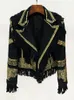 Suisse pour femmes High Street EST 2023 Veste de designer Rivet Metal Tassel Tassel Blazer à frange