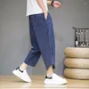 Men's Pants Cotton Harem Men Elastic Waist Streetwear Joggers 2023 Baggy Drop-crotch Casual Trousers