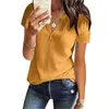 Blusas de mujer Blusa de mujer Moda de verano Punto Túnica de manga corta Top con cuello en V Camisa suelta Elegante Cómodo Ropa de calle sólida Blusas Par