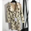 Ultimo design donna trench in pelle abito cc stampa lunghi jackers PU chen cintura di marca in vita che dimagrisce abiti firmati da donna all'ingrosso c1