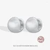 Oorknopjes Europese en Amerikaanse lichte luxe S925 Sterling zilveren studs Mode Temperament Ronde geborstelde oorclip Fijne sieraden