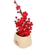 Fleurs décoratives bonsaï artificiel, ornement de l'année chinoise, arbre de fortune de bureau, fleur de fruit en pot