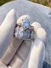 Novo espumante luxo jóias casal anéis impressionante 925 prata esterlina oval corte branco topázio cz dimond pedra preciosa feminino casamento brida8915035