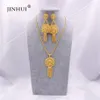 Dubai Schmucksets Gold Halskette Anhänger Ohrring Set für Frauen Afrikanisch Frankreich Indien Hochzeit Party 24K Brautschmuck Set Geschenke 2203M