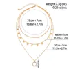 Choker PuRui Three-layer Gold Color Link Chain Necklace Simple Rhinestone Round Ring Charm Neck Jewelry Collar Street Gift