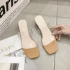 Slippers 2023 Spring/summer Thick Heel Transparent Pu Fashion Outwear Casual Fish Mouth Women's High Sandals