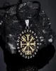Hanger kettingen klassieke Noorse 24 runen viking kompasheren amulet vegvisir roestvrij staalketen IJslandse mannelijke sieraden cadeauspen4201743