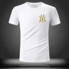 Hong Kong Fashion Brand Ins New NY T-shirt a maniche corte da uomo Trend ricamo Mezza manica allentata 3D Lettera Casual Top in seta di ghiaccio