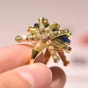 حلقات الكتلة Fishion 14K Gold Color Mapphire Gemstone Ring for Women Peacock Blue Topaz Stone Dainty 925 Moledry Birthday Gift Mom