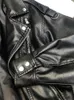 Women's Jackets Sungtin Black PU Leather Jackets Women with Belt Oversized Korean Loose Motorcycle Faux Leather Jackets Fashion Causal Outerwear 231211