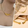 Gargantilha feminina delicada banhada a ouro corrente colares de aço inoxidável colar festa de aniversário moda jóias presente