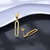New 18k gold plated paper clip dangle earrings jewelry Europe fashion women's micro set zircon s925 silver earrings for women wedding parties Valentine's Day gifts SPC