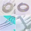 Chains Chains 100% S925 Sterling Sier M D Color Moissanite Tennis Chain Necklace For Men Hiphop Gra Certificate Drop Delivery Jewelry Dhygr