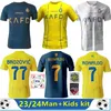 2024 Al Nassr FC Ronaldo Soccer Jerseys Men Chids Kit Kit uniled Home Yellow Cr7 Boys Shiirt Benzema Homes and Away Fans Playerバージョンジャージー2023サウジアラビア