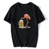 Magliette da uomo T-shirt da bevitore con boccale di birra retrò fenicottero Stampa T-shirt da uomo in cotone moda T-shirt streetwear