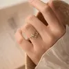 Cluster Ringen Aankomst Zuid-Korea Mode Eenvoudige Lichte Luxe Planten Kruis Bladeren Zirkoon Ring Vriendin Gift Party Vrouwen Sieraden