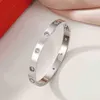 Letter Bangle Manchetarmband ontwerper schroefarmbanden schroevendraaier titanium staal goud zilver 4CZ boor voor dames heren feestcadeau d278S