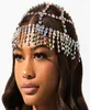 Strass de luxe front casque gland chaîne de tête de mariée pour les femmes à la main cristal cheveux pièces chapeaux accessoires chapeau 2204782964