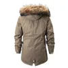 Heren Down Parka Winter Dikker Fleece Casual Jassen Katoenen Jas Bont Kapmantel MultiPockets Tactische Windjack Top 231212