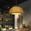 1Pc Klassieke Kroonluchter Decoratieve Geweven Bamboe Licht Rustieke Loft Lamp Kaki Hanglampen258E