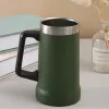 Caneca de cerveja 24oz 700ml, copo de vinho, copo de água com alça grande pp, topo largo, vácuo isolado de aço inoxidável, vidro térmico de 2 paredes zz