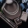 Halskette Ohrringe Set Einfache Mode Brautaccessoires Zirkon Weißer Edelstein Ornament Metallkette Für Frauen Brautkleider