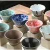 Koffiesets 100 ml creatieve retro keramische koffiekop conische theekop Japans ruw aardewerk keramische mok Latte Pull bloem porseleinen kop 231212