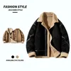 Men's Jackets Thick Suede Leather Fleece Jacket Men Windproof High Quality Autumn Winter Warm Outwear TurnDown Collar Patchwork Casual Coat 231212