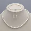 Ensemble de bijoux en perles de culture Akoya naturelles, collier, Bracelet, boucles d'oreilles, 8-9mm, informati306U
