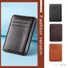 Card Holders Mini Coin Purse Casual Ladies Retro Men Litchee Pattern Solid Color PU Case Bag For