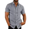 Chemises décontractées pour hommes Blouses d'été pour hommes Chemise en lin de coton pour hommes à manches courtes Formel Business Social Top Homme Vêtements