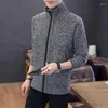 남자 스웨터 2023 봄과 가을 패션 사업 통근 니트웨어 캐주얼 한국 버전 슬림 딱지 스탠드 넥 재킷 코트