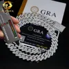 Vente du service d'expédition de chute 925 Sterling Silver Hip Hop 15 mm Iced Moisanite Diamond Cuban Link Chain